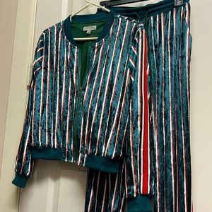 Velvet Striped Track Suit